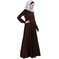 Umbrella abaya with frills- Coffee Brown
